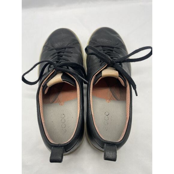 Ecco Shoes Black Soft Leather Lace Up Sneaker‎ Casual Golf WMN 41 US 10 - Picture 10 of 11